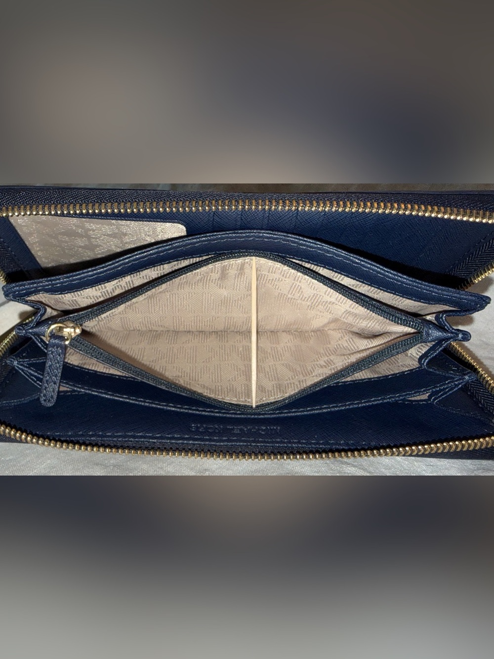 Michael Kors Navy Saffiano Zip-Around Wristlet Wallet - Picture 12 of 15